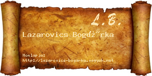 Lazarovics Bogárka névjegykártya